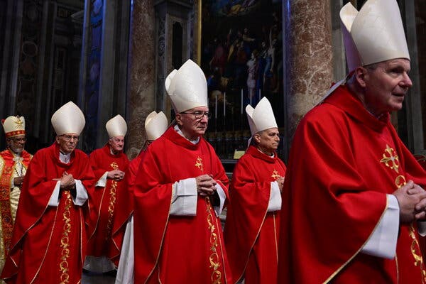 Cardinal Pietro Parolin, center, on Friday. Over the past decade, he has been instrumental in implementing Pope Francis’ vision within the Vatican.