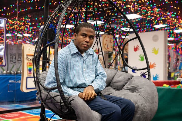 Christopher Hinton, 32, pictured at the Judge Rotenberg Educational Center in Canton, Massachusetts. He has used a portable shock device, designed to deliver electric jolts to residents when necessary, since childhood.