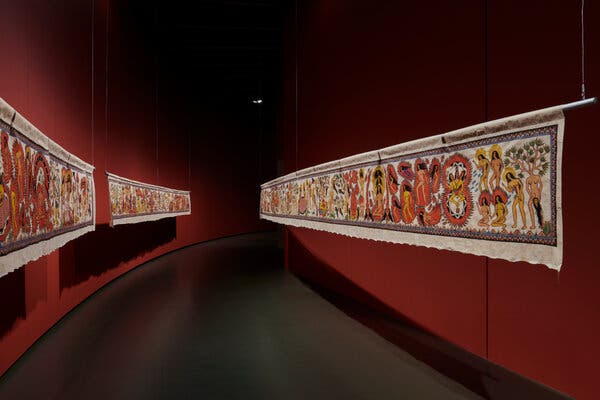 “Into Eternal Land” by Balinese artist Citra Sasmita, exhibited at London’s Barbican in January. Represented by Singapore’s Yeo Workshop, Sasmita is among the artists featured in Frieze New York’s Focus program.