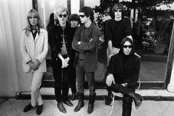 Nico, pictured left alongside Andy Warhol and the Velvet Underground, was among the earliest of Warhol’s famed Superstars.