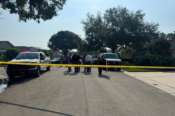 Scene in Polk County, Florida, where a man was shot dead after threatening deputies with garden shears.
