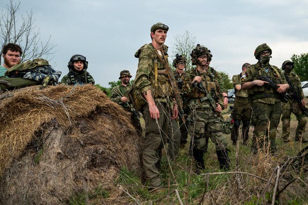 Competitors representing Russian forces during the MilSim West airsoft event known as the “Fall of Salsk.”
