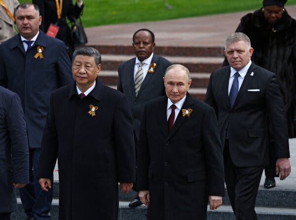 Chinese President Xi Jinping and Russian President Vladimir Putin at the Victory Day celebrations in Moscow last month.