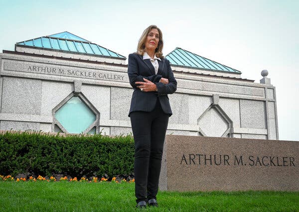 Jillian Sackler pictured in 2019 outside the Smithsonian’s Arthur M. Sackler Gallery in Washington, D.C., named after her husband.