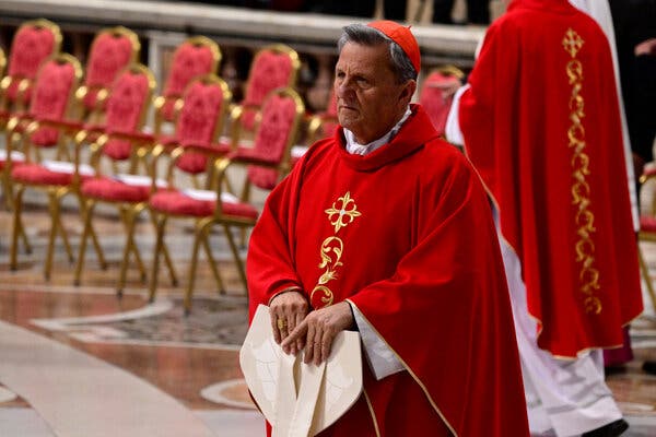 Cardinal Mario Grech participates in a mass at St. Peter’s Basilica, Vatican City.