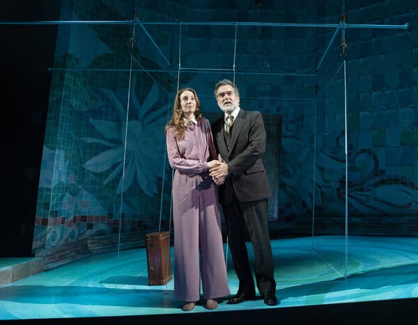 Maya Hawke as Eurydice and Brian d’Arcy James as her father in the Signature Theater’s production of “Eurydice” in Manhattan.