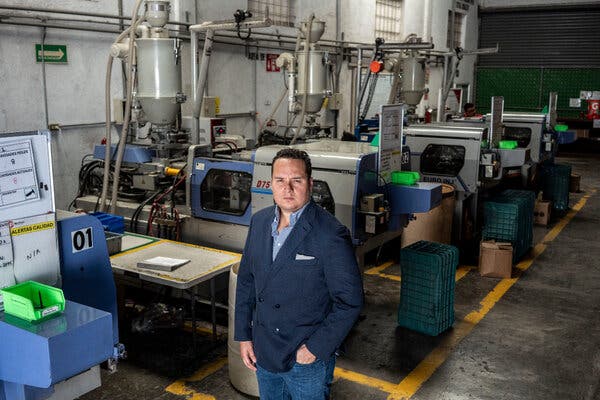 Jorge H. Martínez at his manufacturing facility in Monterrey, Mexico, where his company Micro Partes produces a variety of small parts, experiencing increased sales this year.