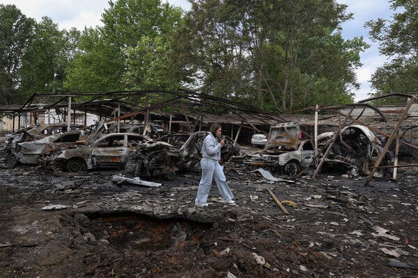 Drone strike aftermath in a residential district of Odesa, Ukraine, on Sunday.