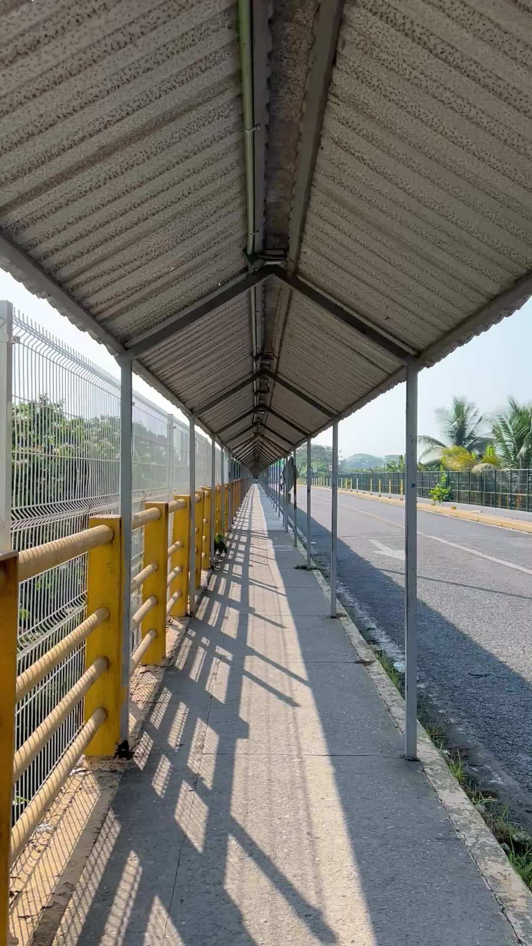 Once crowded with migrants, the bridge over the Suchiate River between Guatemala and Mexico now stands deserted.