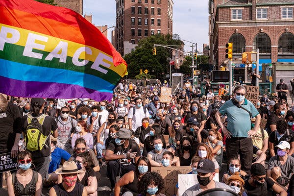 Protesters assemble in Manhattan on June 15, 2020, demonstrating against George Floyd's death.