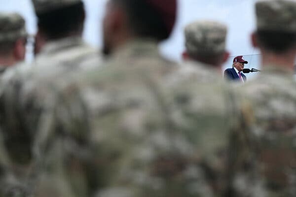 President Trump speaking at Fort Bragg earlier this week.