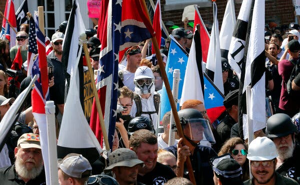 Participants in the Unite the Right rally at Lee Park, Charlottesville, Virginia, on August 12, 2017.