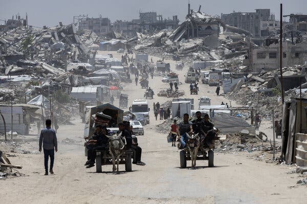 Widespread devastation in Beit Lahia, northern Gaza, amid rising international pressure on Israel from countries including the United States, Britain, and France.