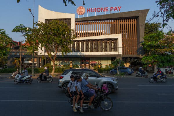 Headquarters of Huione Pay in Phnom Penh, Cambodia, photographed in March.